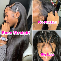 Peluca frontal de encaje HD 13x6 de densidad 250, pelucas de cabello humano 100% virgen sin procesar con cutículas alineadas, pelucas de cabello humano vietnamita pre-arrancadas con ondas corporales.