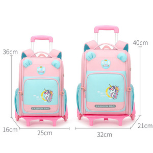 Sacs d'école <span class=keywords><strong>licorne</strong></span> <span class=keywords><strong>à</strong></span> <span class=keywords><strong>roulettes</strong></span> détachables grande capacité personnalisés en usine pour filles et garçons étudiants - Product Image 6