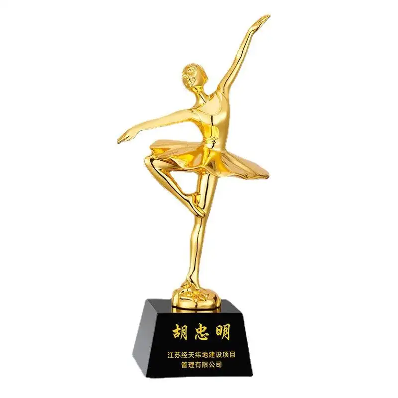 2023 높은 판매 학교 대회 사용자 정의 댄스 작은 황금 남자 기념품 수지 트로피