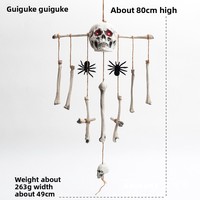 Décoration d'Halloween MCT : Carillon éolien en plastique en forme de crâne, lumineux et créatif, pour maison hantée, décoration d'intérieur effrayante à suspendre