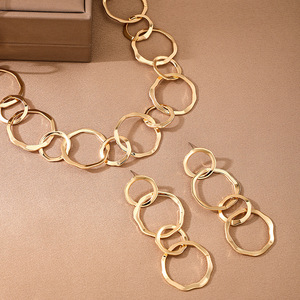 Metal Irregular Circle Mujer Collar Pendientes Conjunto de joyas - Product Image 5