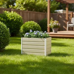 Pot de fleurs en acier ivoire 100 x 100 x 75 cm, carré, moderne, pour décoration de jardin - Product Image 2