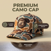 Casquette de baseball camouflage personnalisée en coton/polyester de haute qualité, 5 panneaux, impression numérique par sublimation, pour le sport et la pêche