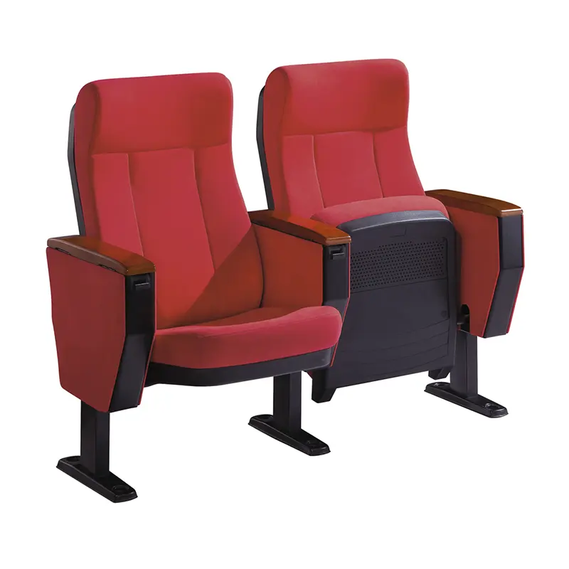 Desain baru buatan Cina Modern mewah kain merah Film lipat kursi bioskop harga Vip kursi teater dengan pemegang cangkir untuk dijual