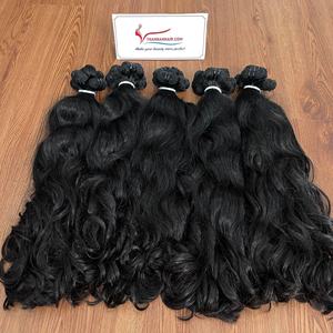 Paquetes de cabello crudo Extensión de cabello humano vietnamita color negro natural máquina ondulada natural trama Doble - Product Image 3