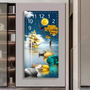 Reloj de Pared Moderno, Minimalista y Creativo, Multifuncional, de Porcelana de Cristal, con Pintura de Paisaje de Ciervos, Personalizable, Venta al Por Mayor - Product Image 4