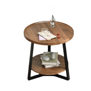 Bona <b>Gold</b> Square <b>Round</b> Coffee <b>Table</b> Wood Double Layer Storage Living Room <b>Side</b> <b>Table</b> Modern Minimalist Design - Product Image 5