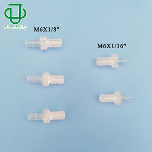 Conexiones de Pagoda Rectas de Nylon Blanco Premium JU, Rosca M6, Conexiones de Precisión para Conductos de Fluidos con Rosca Externa - Product Image 1