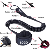 Laisse de surf enroulée OEM pour poignet, laisse de bodyboard enroulée, laisse de bodyboard pour la planche à roulettes aquatique