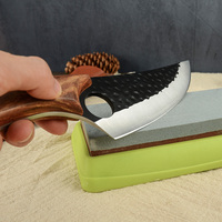 Xingye couteau de cuisine OEM, Logo personnalisé 6 pouces, couteau de chasse à lame fixe incurvée avec gaine en cuir