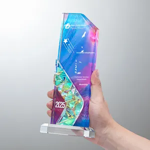 2025年创意彩色雕刻凸版印刷水晶奖杯，适合高端优雅运动和游戏 - Product Image 3