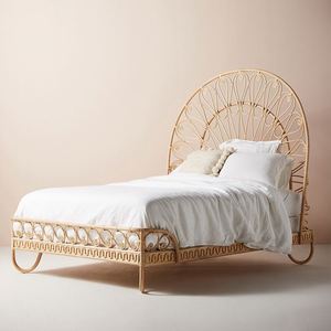 Meubles d'art en rotin <span class=keywords><strong>lit</strong></span> en rotin naturel Simple moderne créatif chambre chez l'habitant hôtel taverne rotin Art <span class=keywords><strong>lit</strong></span> double - Product Image 2