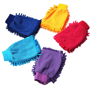 Mềm tự động chi tiết làm sạch găng tay cao cấp Scratch-Free Lime màu xanh lá cây mì sợi nhỏ Chenille rửa xe <span class=keywords><strong>Mitt</strong></span> với màu xám Cuff - Product Image 4