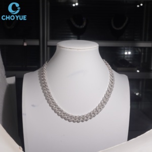 Collar de Cadena Cubana con Moissanita, Plata 925, Baño de Rodio, Micro Pavé, Unisex, Joyería de Lujo, Certificado GRA - Product Image 5