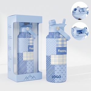 Botella de Agua Térmica Deportiva de Acero Inoxidable con Aislamiento al Vacío de 18oz, 24oz, 32oz, con Tapa 2 en 1 con Pajita y Boquilla - Product Image 1