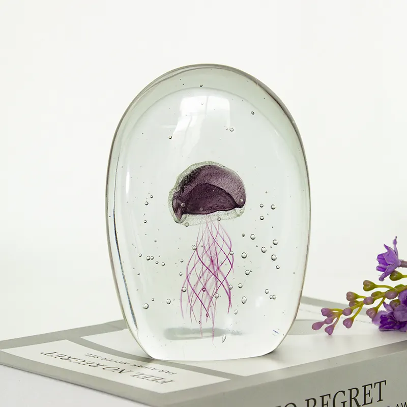 Hot selling blank glass jellyfish paperweight