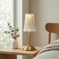 Petite lampe de bureau LED sans fil à rayures, avec 3 températures de couleur, rechargeable, à variation d'intensité tactile, lampe d'étude portable