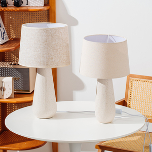 Phong cách châu âu Đồ Đá Bàn đèn Antique Home trang trí Matte màu xám gốm cạnh giường ngủ đèn bàn - Product Image 2