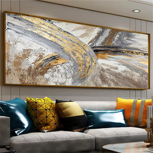 Pinturas al óleo pintadas a mano simuladas, pintura dorada, lienzo hermoso <span class=keywords><strong>Simple</strong></span>, pintura al óleo, arte de pared - Product Image 1
