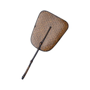 Éventail rétro en bambou tressé fait main, d'inspiration zen, avec manche en feuille de bananier, éventail rafraîchissant d'été de style chinois. - Product Image 5