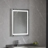 Miroir LED intelligent Bluetooth rectangulaire moderne avec cadre en aluminium IP44, rétroéclairage intégré pour salle de bain d'hôtel, garantie de 3 ans