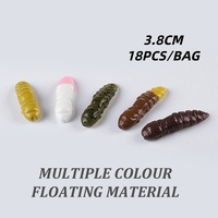Leurre souple bionique en forme de larve de 38 mm, 1,77 g, 18 pièces, flottant, en PVC, salé et parfumé, pour la pêche à la truite, au bar et en eau douce