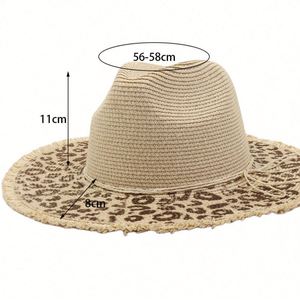 Chapeau de paille imprimé léopard, nouvelle collection printemps-été, protection solaire, pour hommes et femmes, idéal pour la plage et les voyages en extérieur - Product Image 2