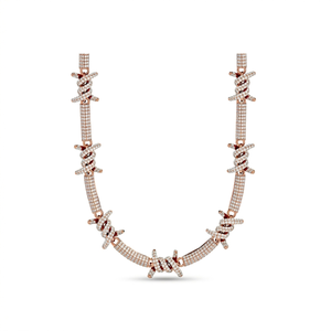 Collier statement plaqué or rose avec micro-incrustations de zircon cubique pour femme, bijoux de mode pour soirée - Product Image 1