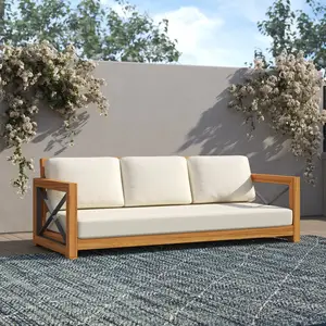 Natürliches Teakholz Sofa moderne Luxus Outdoor Garten Terrassen möbel Teak Sofa Teak Gartenmöbel
