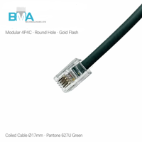 Cable en Espiral Modular 4P4C a 4P4C, 26AWG, 8.4M/27.56ft, Verde, para Comunicación Telefónica e Industrial