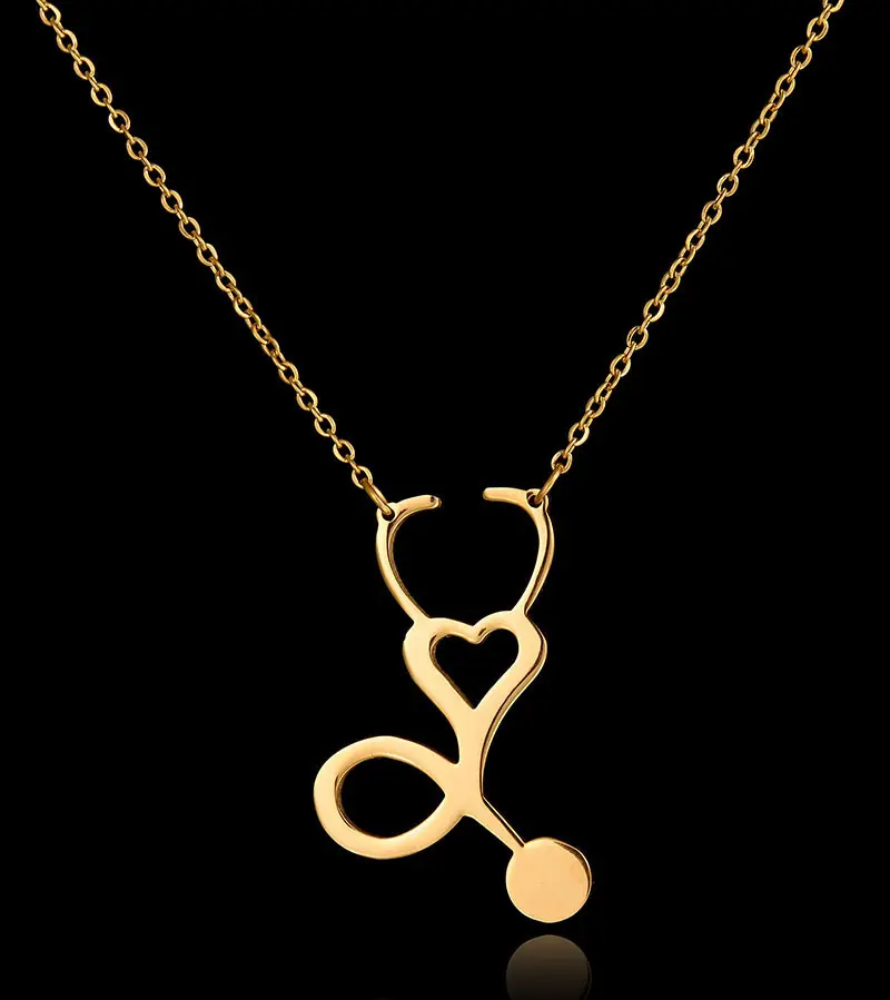 Ожерелье с подвеской-стетоскопом из нержавеющей стали золотого и серебряного цвета, ожерелье с сердцем для врачей, медсестер и медсестер, ожерелье для женщин