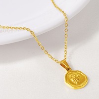 Collier en acier inoxydable 304 doré avec pendentif méduse en relief, pièce de monnaie fondue et chaîne à maillons circulaires, pour hommes et femmes, bijoux unisexes