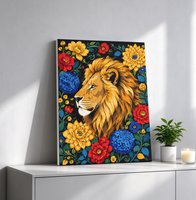 Peinture à l'huile moderne avec numéros, motif lion, sur toile 40x50cm, kit d'art pour adultes, décoration murale et pinceaux
