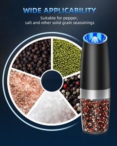 Nuova <span class=keywords><strong>casa</strong></span> portatile e cucina automatica Spice Mill gravità elettrico pepe e sale Set con Led blu - Product Image 5