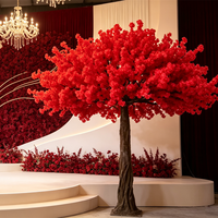 Arbre artificiel personnalisé de fleurs de cerisier rouge vif, fausse fleur de Sakura pour la décoration de scène de mariage, hôtel, banquet, événement