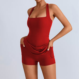 Высокоэластичное быстросохнущее женское теннисное платье со встроенными шортами и бюстгальтером, спортивное платье для занятий йогой и фитнесом - Product Image 6