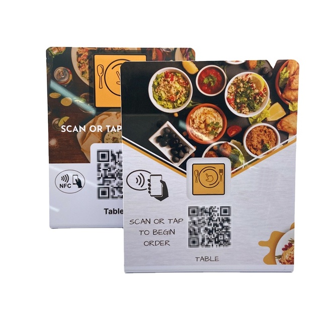 Custom RFID NFC Menu Stand Restaurant Printable ISO14443A QR Code NTAG215 Menu NFC Stand
