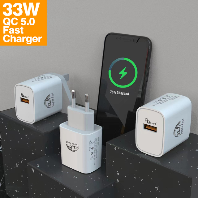 Mobile Phone 33W GaN Fast Home Charger QC 5.0 3.0 USB One Port USB a PD Wall Charge 33W Mini for Xiaomi Mi Redmi Travel Charging