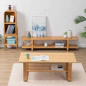 Modern Minimalist Bamboo <b>TV</b> <b>Stand</b> With Shelf For Living Room Bedroom Small Apartment Floor Cabinet - Product Image 2
