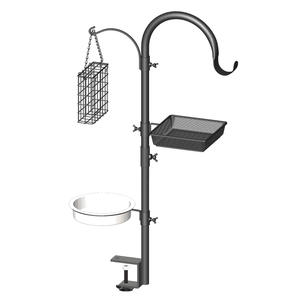 ที่แขวนอาหารนกโลหะพร้อมที่ให้น้ำ ที่แขวนอาหารนกกลางแจ้งสำหรับสวน ดีไซน์โค้งมนขนาดเล็ก ทนทานสำหรับนก - Product Image 3