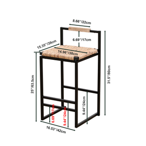 Woven <b>Bar</b> <b>Stools</b> Back Support Counter Height for Dining Chairs Kitchen Home Office for Farmhouse Style Set of <b>2</b> - Product Image 5