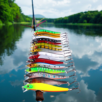 Kit de leurres de pêche mixtes comprenant des appâts à manivelle Minnow Popper avec crochets pour leurre de truite d'eau douce salée