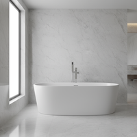 Mitigeur de baignoire et de douche sur pied en laiton, design contemporain carré, monocommande, avec fonction cascade douce, pour salle de bain