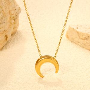 Nuevo Collar de Moda en Acero Inoxidable con Baño de Oro de 18K PVD, Diseño Minimalista de Media Luna, para Mujer - Product Image 6