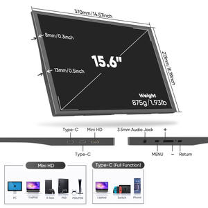 Monitor Portátil para Juegos SIBOLAN de 15.6 Pulgadas TN LED con <span class=keywords><strong>Full</strong></span> <span class=keywords><strong>HD</strong></span> <span class=keywords><strong>1920x1080</strong></span>, Frecuencia de Actualización de 60Hz, Interfaz USB y Altavoz Integrado - Product Image 3