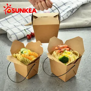 Cajas de embalaje para llevar fideos con tapa, embalaje para alimentos y bebidas, barniz de recubrimiento UV desechable, estampado en relieve