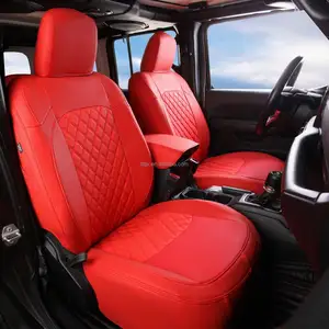 Fundas de asiento de coche para Jeep Wrangler JL accesorios 2018-2024 accesorios de coche de cuero de lujo ilimitados protección de asiento de coche impermeable