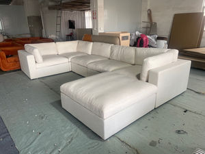 Muebles de Sala de Estar, Sofá Modular de Esquina con Tela Impermeable, Relleno de Plumas, Sofá Seccional Blanco Crema - Product Image 6