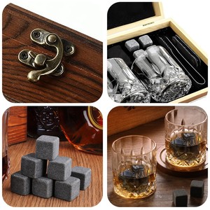 Juego de Vasos de <span class=keywords><strong>Whisky</strong></span> de Cristal Transparente con Logotipo Personalizado Premium, con Piedras de Granito para Enfriar, en Caja de Regalo de Madera Ecológica - Product Image 4