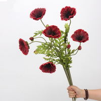 Bunga Poppy Merah Putih Buatan Tangan PU Berkualitas Tinggi, Sentuhan Asli, Ukuran Besar, untuk Pernikahan, Hari Valentine, Dekorasi Meja Rumah
